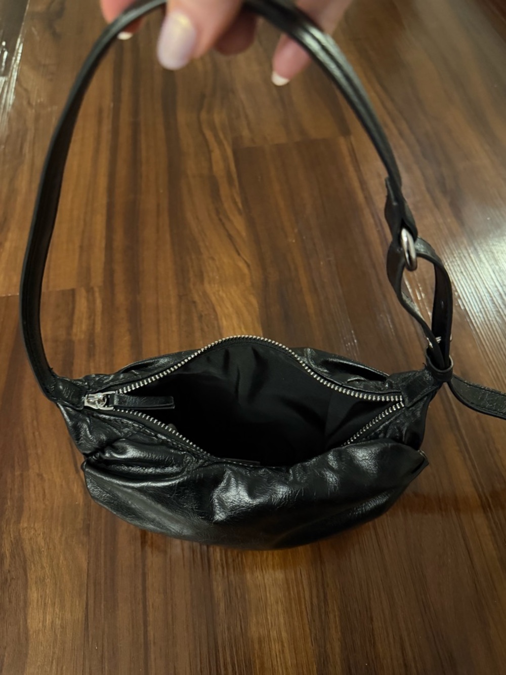 Zara Black Ruched Shoulder Bag - Picture 3 of 5